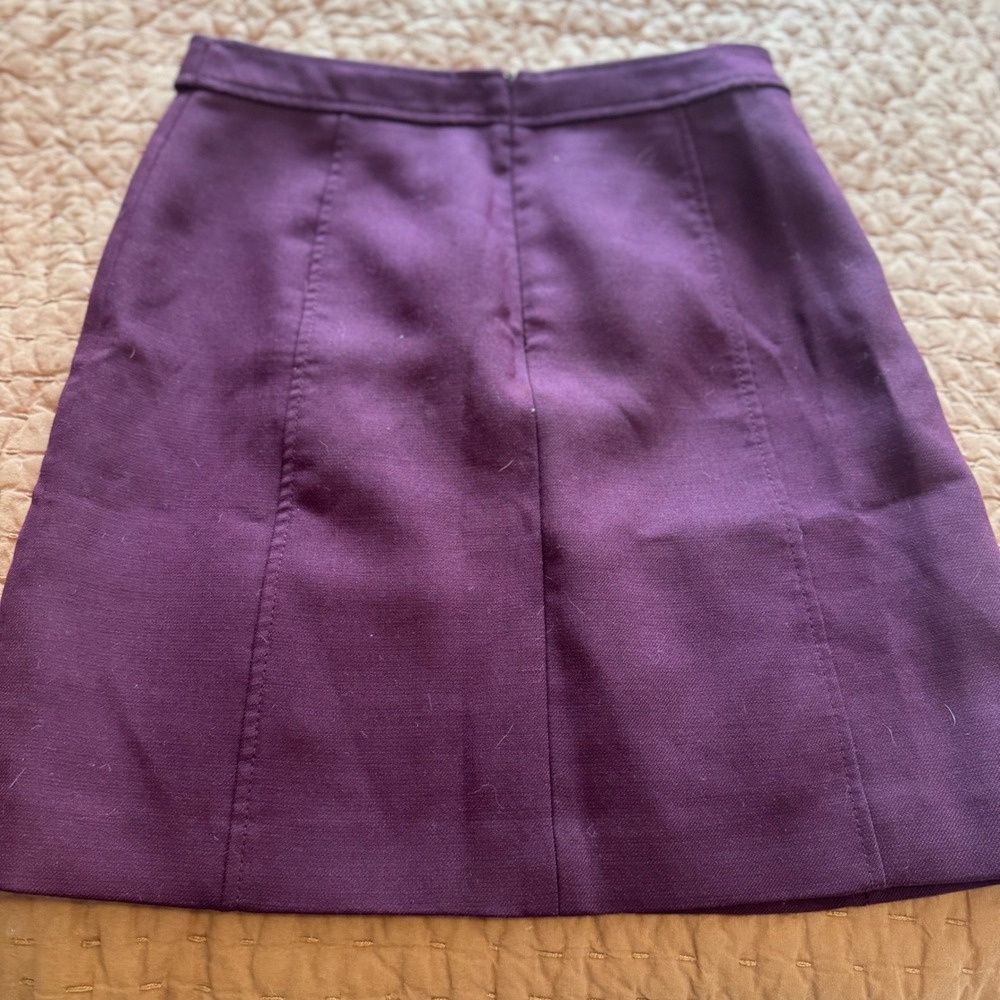 Brooks Brothers Womens Purple Wool Blend A-Line Mini Skirt with Logo Buttons - Picture 7 of 12
